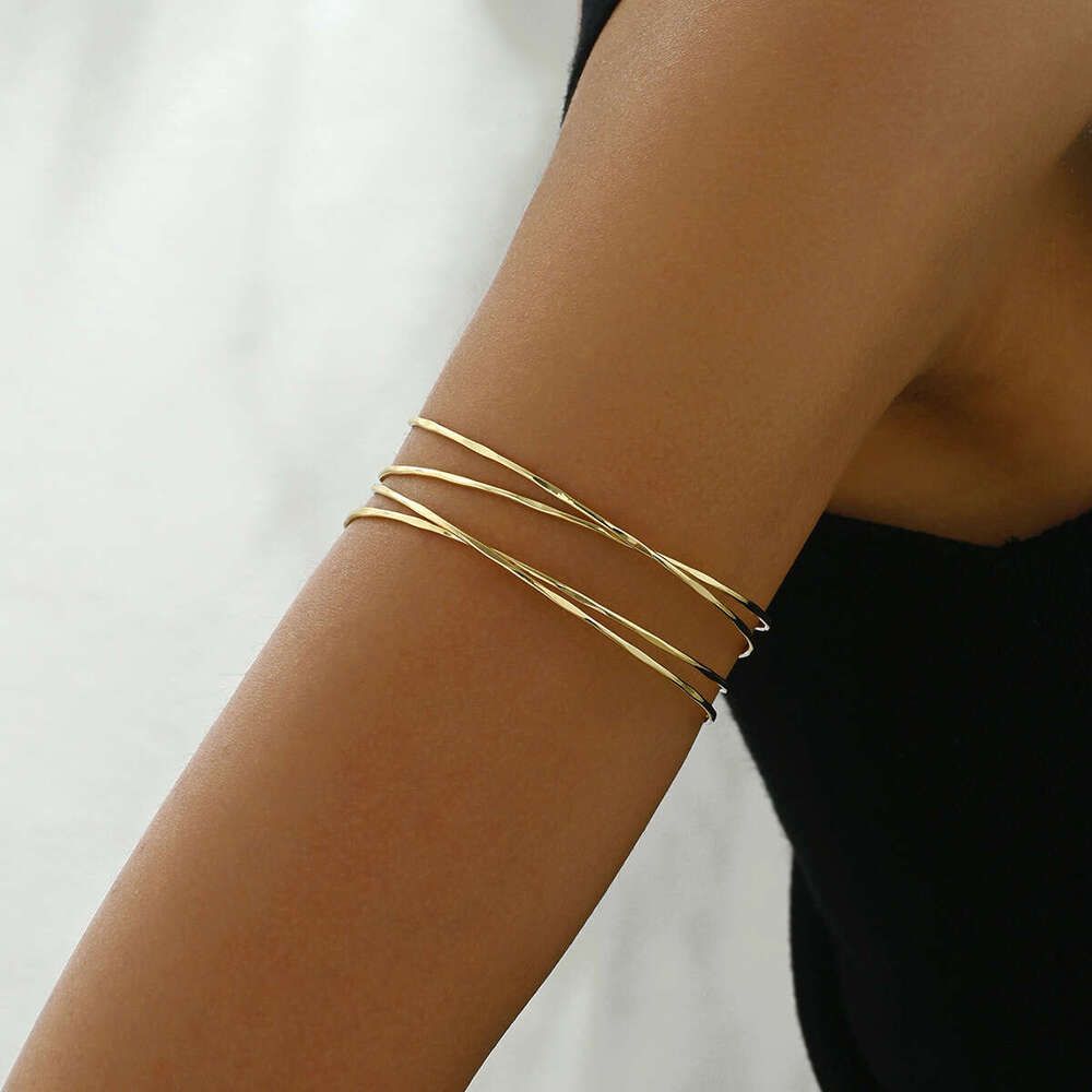 Ins Simple Niche Japanese and Korean Style Women's Versatile Multi-layer High-end Design Arm Ring Geometric Line Bracelet