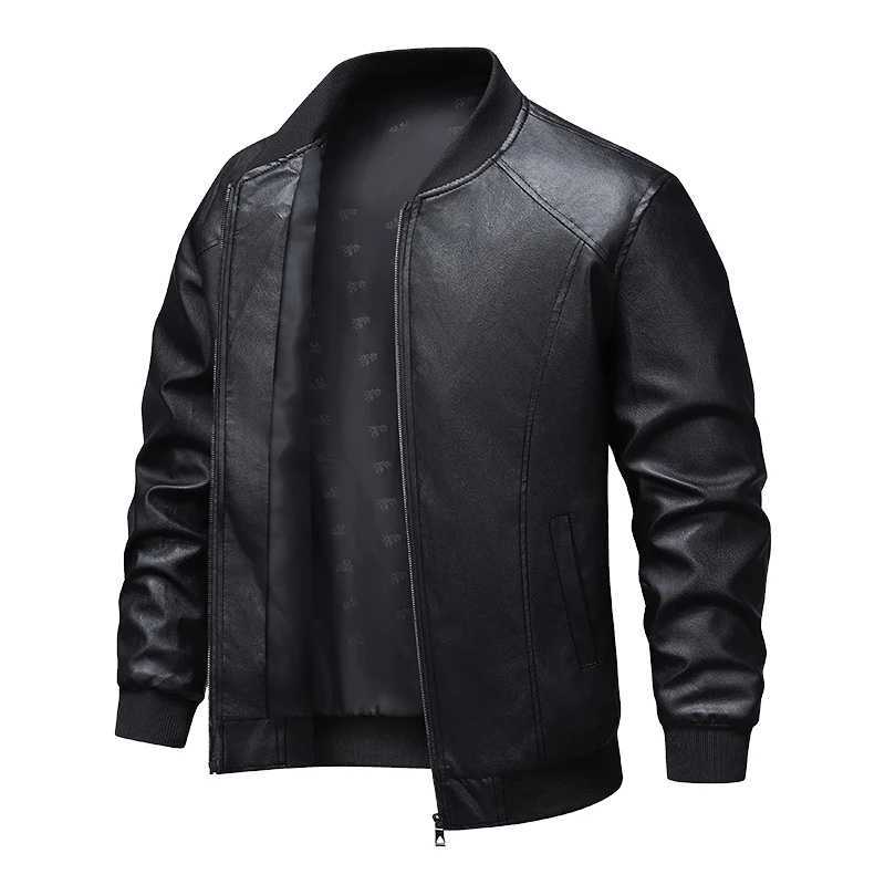 Mens jacket leather jacket versatile handsome charming slim fit leather jacket mens top windproof casual jacket mens XJ250818