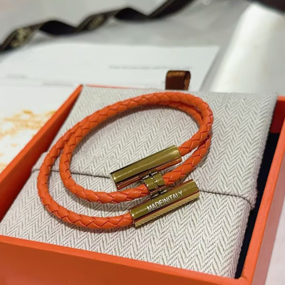 Bracelets de charme bracelets de charme de charme unisexe en cuir orange en cuir en cuir authentique en cuir tressé bracelet bracelet créateur bi