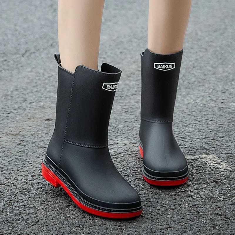 2023 New Womens Mid-Calf Rain Boots Rubber Shoes Winter Rain Boots Cott-Padded Warm-Keeping Waterproof Womens Non-Slip Shoes XJ250818