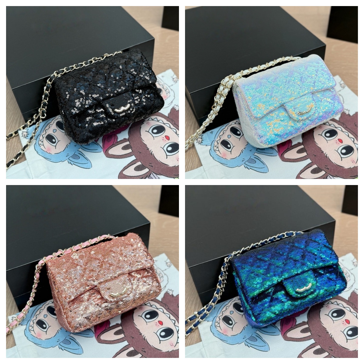 New sequined women's bag, one shoulder crossbody, exquisite and versatile mini small square bag