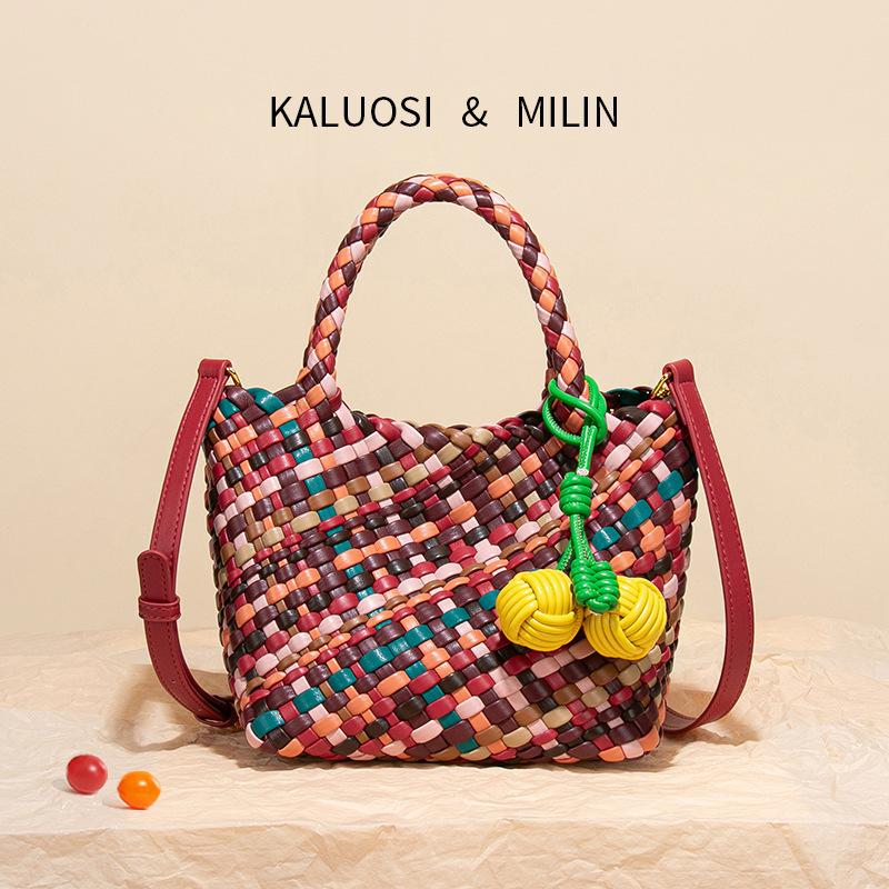 Original Rainbow Women's Woven Bag Free Shipping Designer Luxury Dopamine Candy Color Handbag Fashion Single Shoulder Underarm Bag Casual Makeu