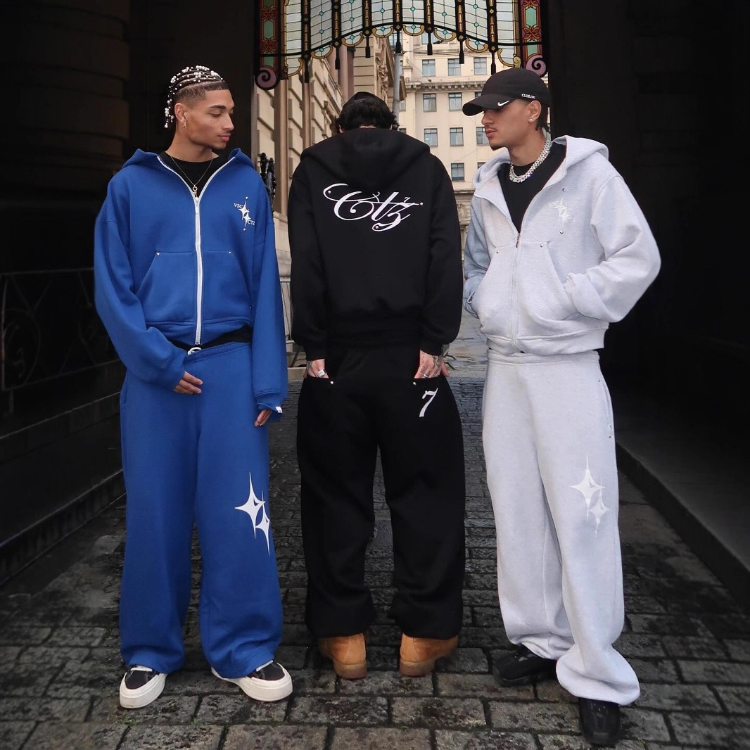 Sweat à capuche American Style Winter Trendy Brand NOUVEAU couple imprimé personnalisé Assortissement Hip-Hop et pantalon de survêtement