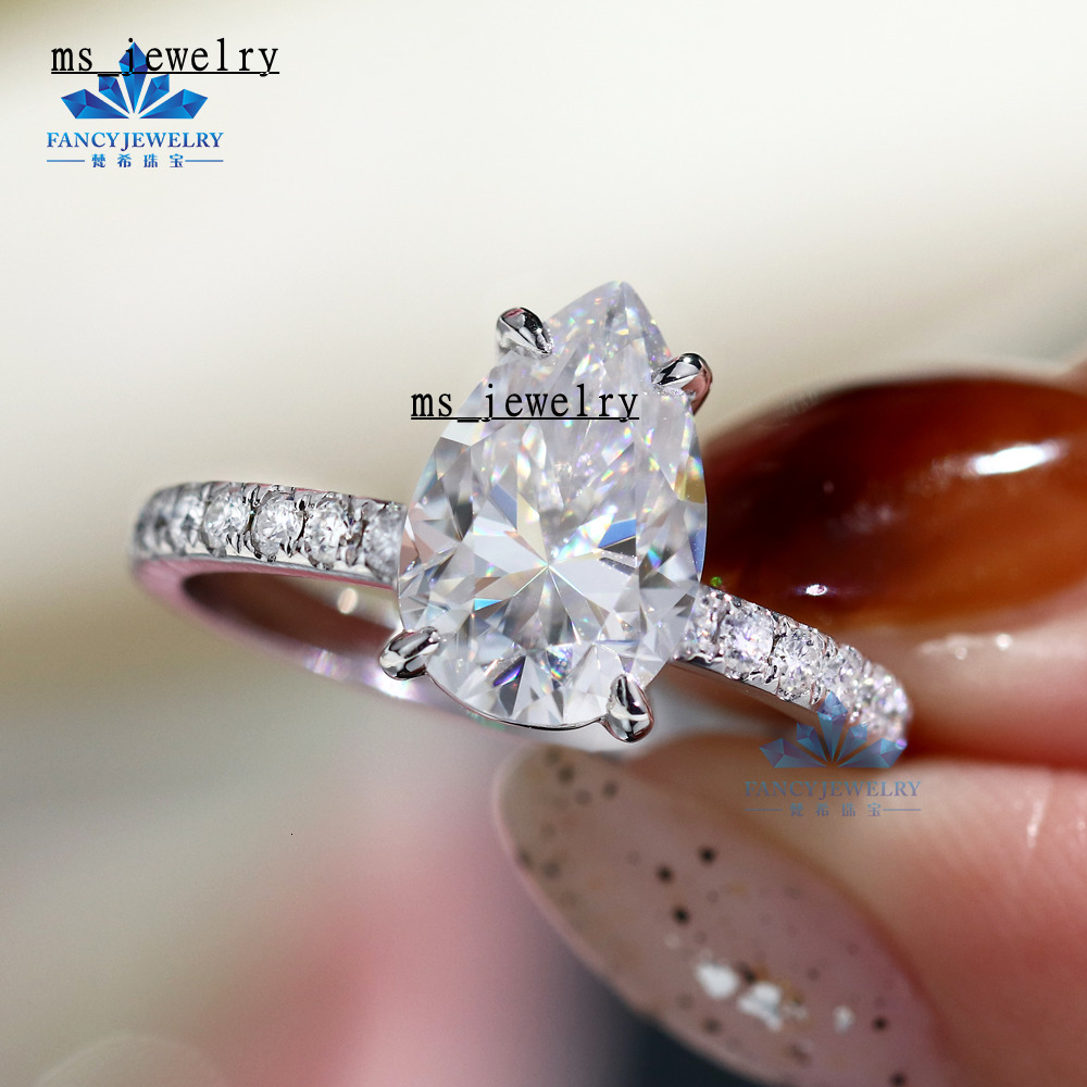 High Quality Custom 10K 14K 18K Yellow Gold 3ct Pear 11x7mm Moissanite Diamond Ring for Weddings Can Pass Diamond Tester