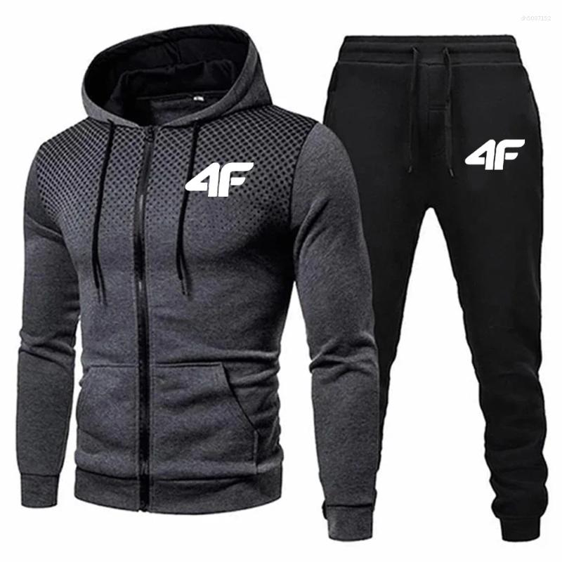 Men's Tracksuits Autumn And Winter Suit Sportswear Jogging Sports Pants Two-piece Zipper Running Trousers Casual Printed Clot
