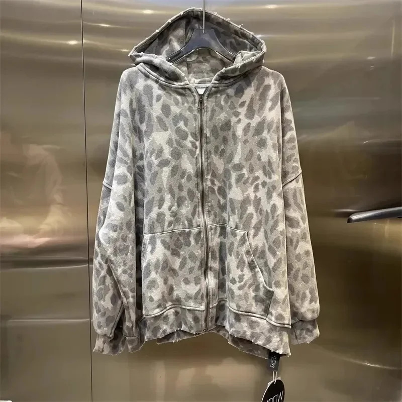 Leopard Print Hooded Sweatshirt With Mens Womens n Sense Spring and Autumn Loose and Stylish Couple Casual Jacket WF 250818