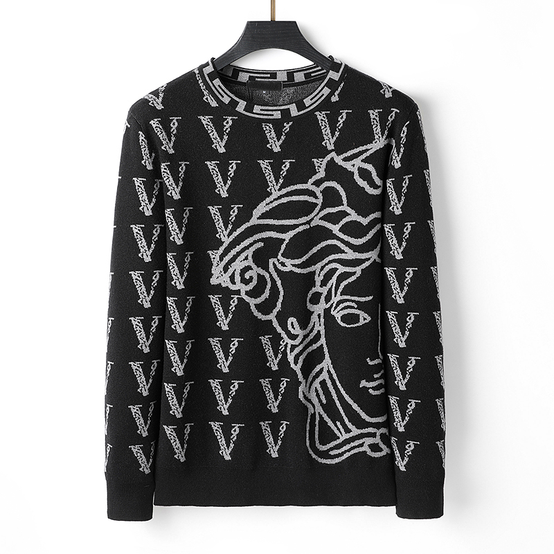 Designer populaire Men d'hiver tricoté pull en coton coton tricot respirant pull à manches longues à manches rondes à imprimé décontracté succubu