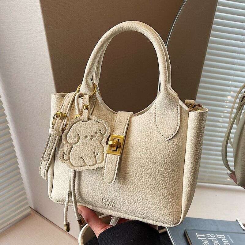 High-End For Women 2025 New Trend Lychee Pattern Basket Handbag Versatile Tote Shoulder Crossbody Bag