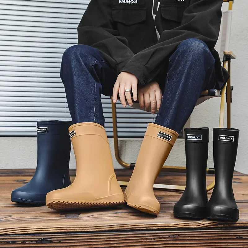 2025 Fi Mens Rain Boots Rubber Gumboots Slip Mid-calf Waterproof Working Boots Comfort Non-slip Fishing Shoes for Men XJ250818