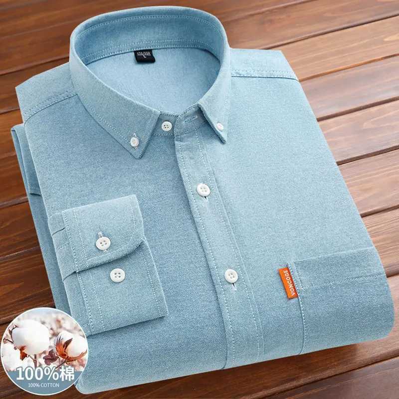 Mens Long Sleeve Shirt 100% Cotton Spring/Summer Oxford Woven Non-Ironing Anti-Wrinkle Business Casual Z250818