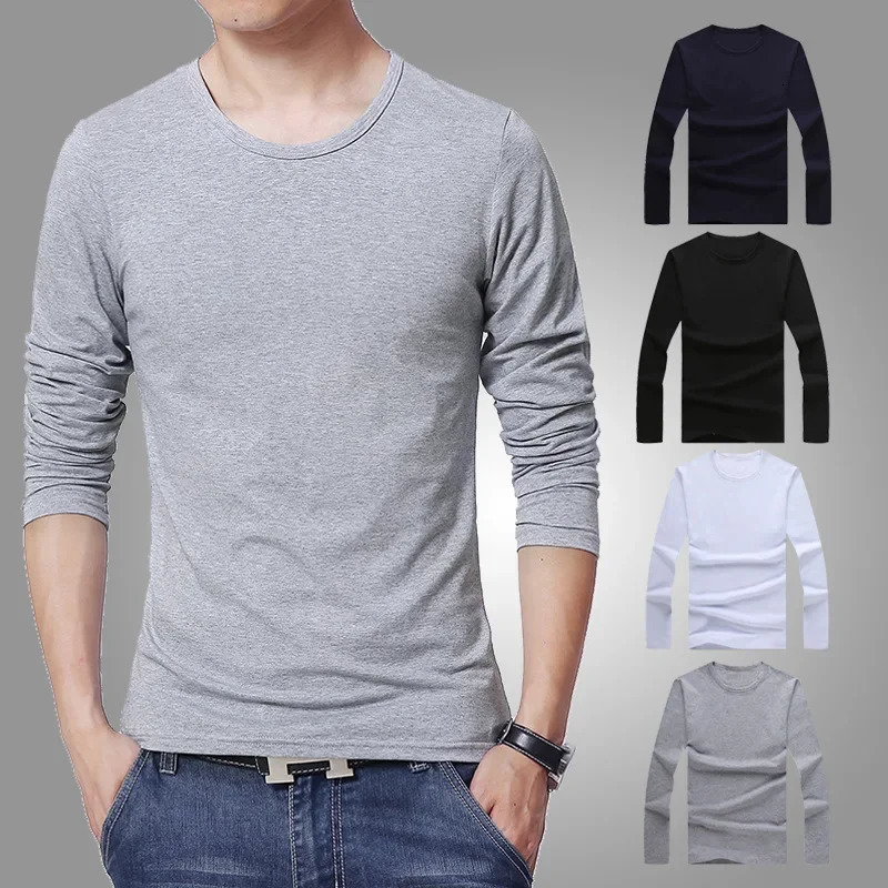 MRMT Mens TShirts Long Sleeve Slim Men TShirt Young Man Pure Color Tops Tees Shirt ONeck For Male Boys Tshirt 250818