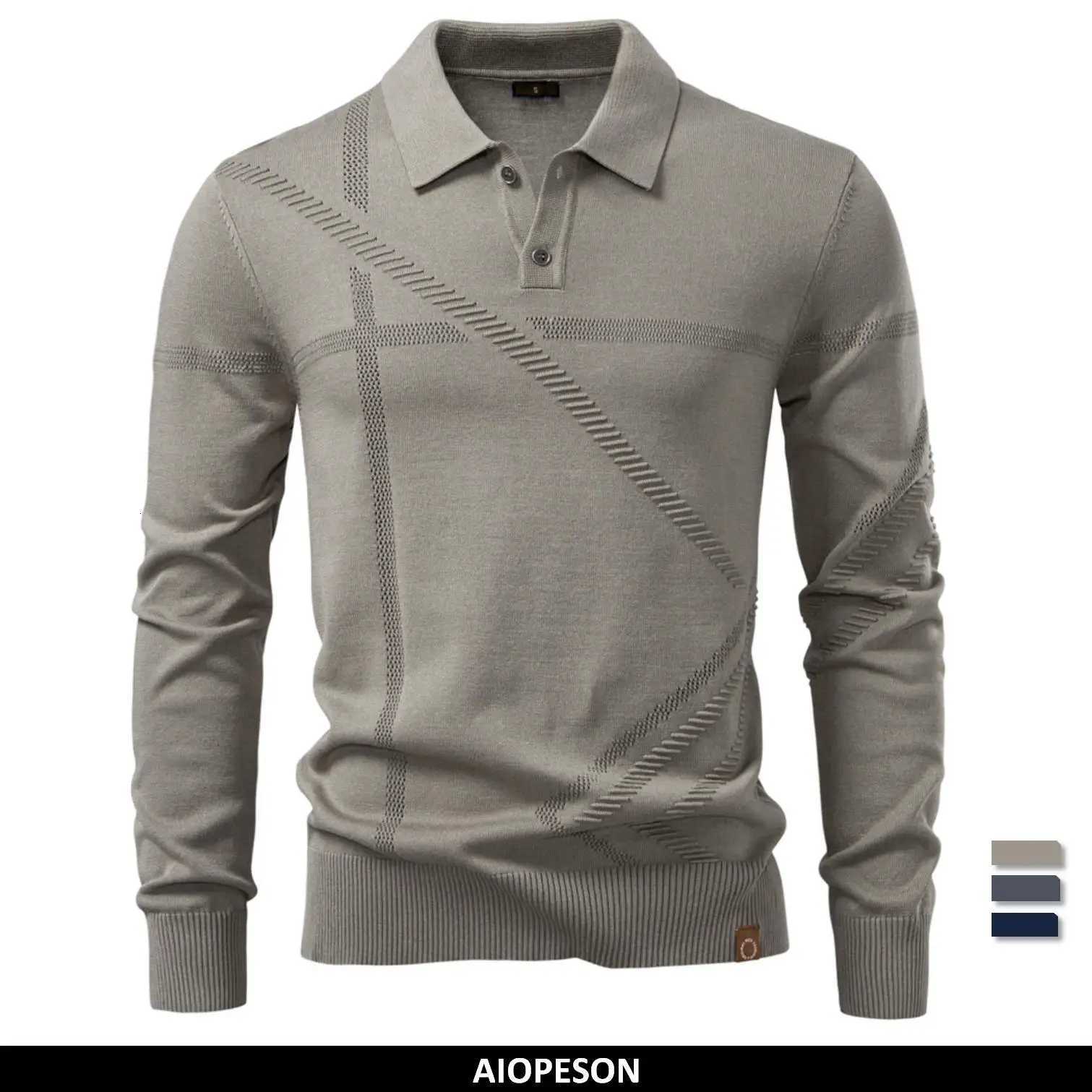 AIOPESON 2025 Autumn Winter Thermal Comfort Mens Shirt Solid Stripe Long Sleeve Slim Fit Z250818