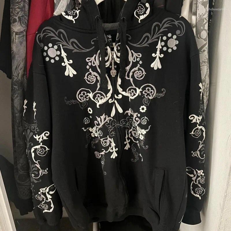 Hoodies Hoodies Tendance de mode surdimensionnée Pull à capuche brodées Men Gothic Hip Hop Vintage Unisexe Fleep Rempli chaud