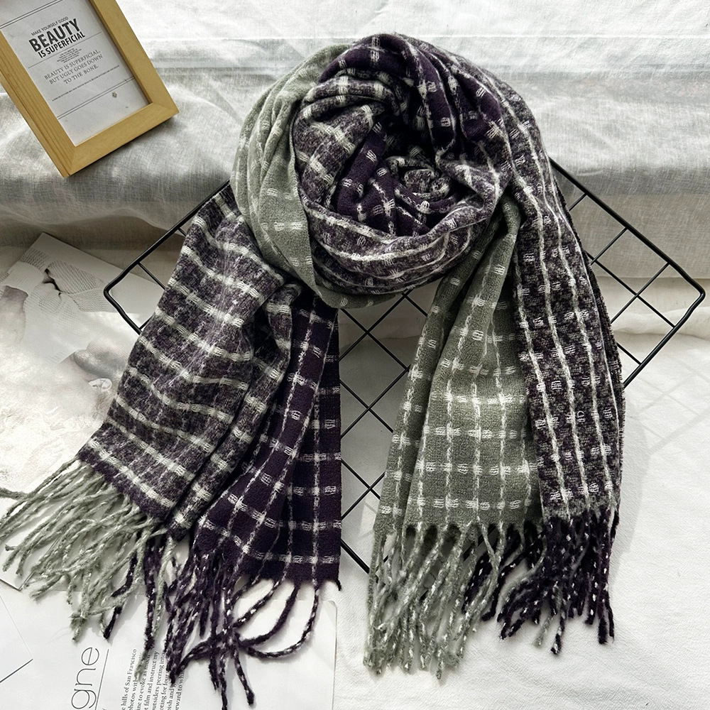 K1673 Hiver épais cachemire plaid écharpe châle de style coréen