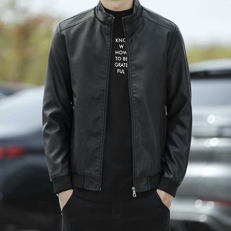 Warm Leather Coat Mens Spring and Autumn Business Casual Young Mens Leather Lapel Fashion Coat Casual Daily Handsome Coat XJ250818