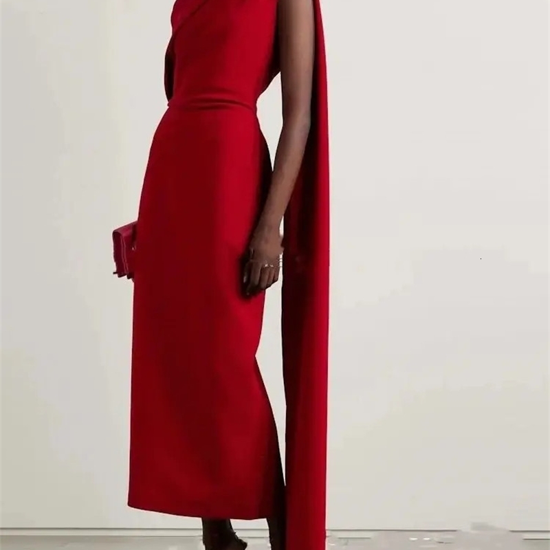 Robe de soirée rouge One épaule élégante Sans manches de cocktail sans manches Cocktail personnalisé W250730