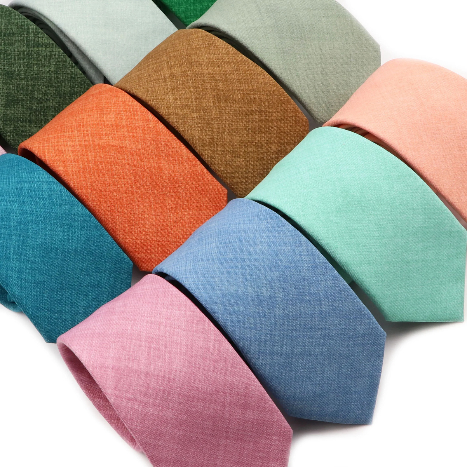 Solid Color Handmade Cotton Ties Men Necktie Striped Narrow Collar Slim Pink Sage Green Casual Tie Wedding Suit Accessories Gift 250815