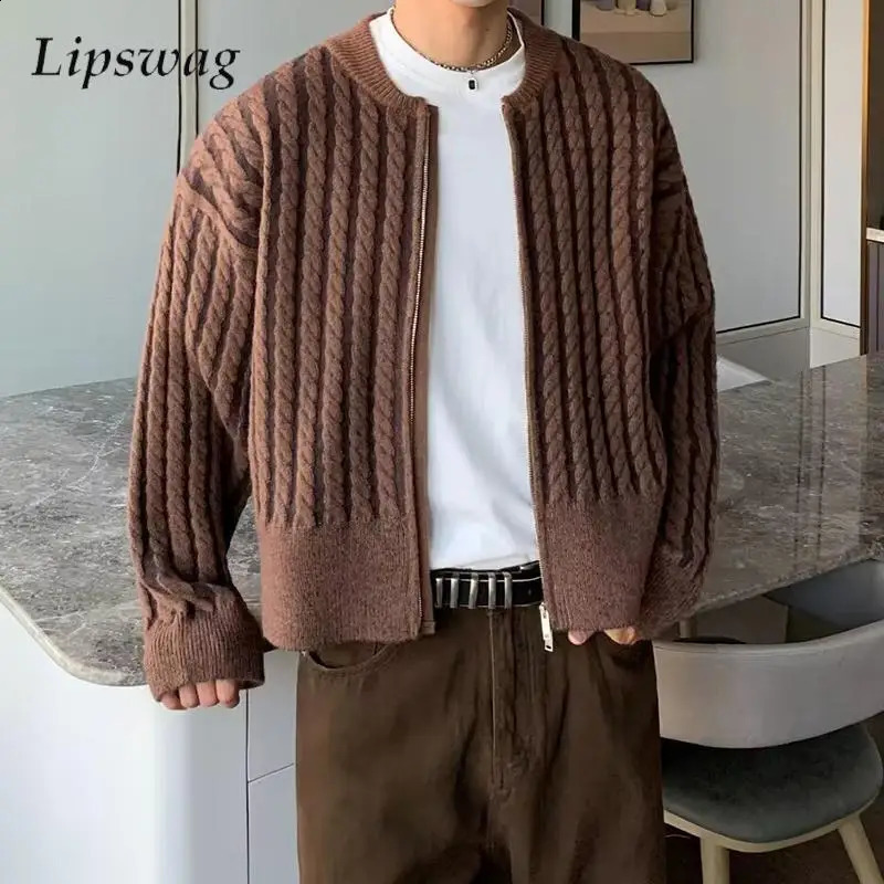 Fall Hiver Casual Mens Knit Veste Veste Vintage O Col à manches longues Sweatercoats Men Slim Fit Crochet Crochet Crochet 250801
