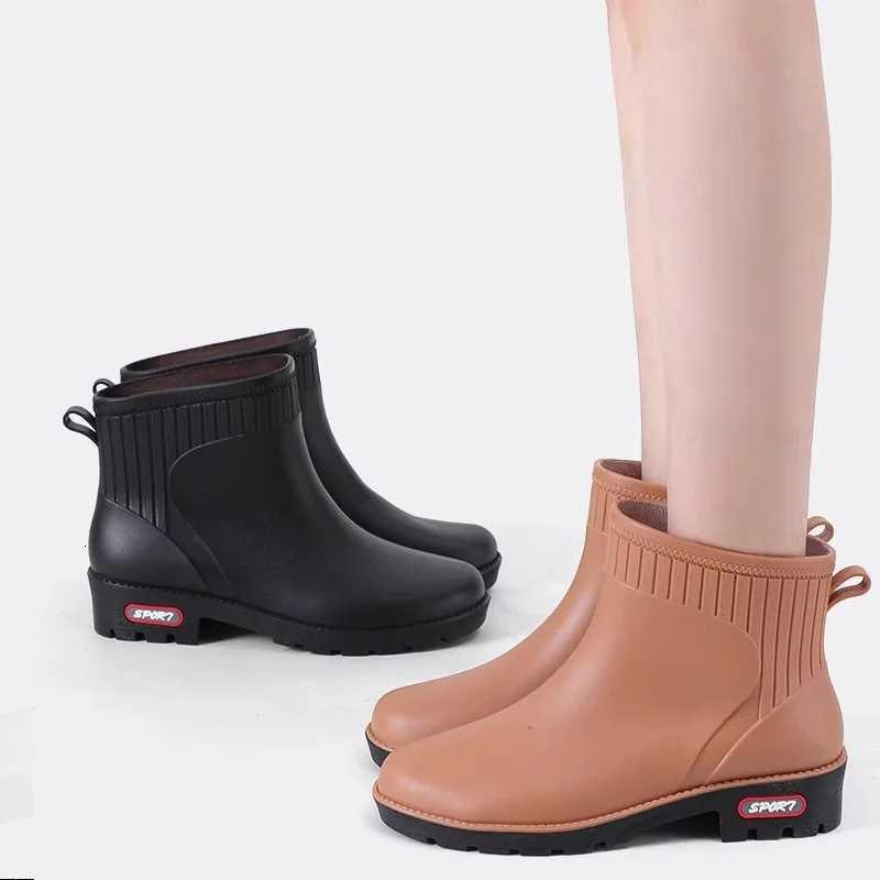 Rain Boots for Women Short Fi Waterproof Shoes Outdoor Casual Thick-soled N-slip Rubber Shoes Versatile for All SeasonsXJ250818