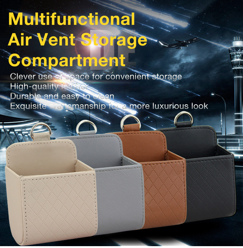 Sac de rangement à évent de voiture, boîte de rangement montée sur véhicule, sac suspendu au téléphone portable