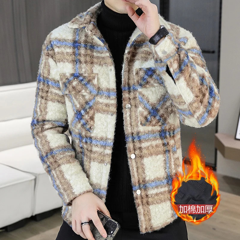 Autumn Winter Fashion Mens Casual Jacket Male Slim Fit Woolen Coat Turn Down Collar Thicken Outerwear 250818