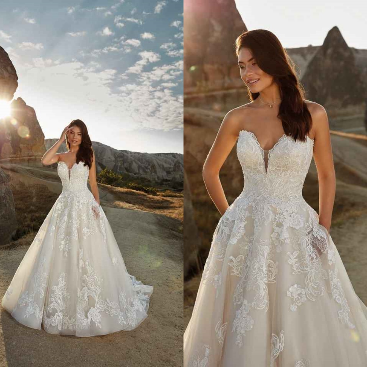 Robes de mariée personnalisées de luxe Lace une robe nuptiale de ligne chérie couche de mariée élégante