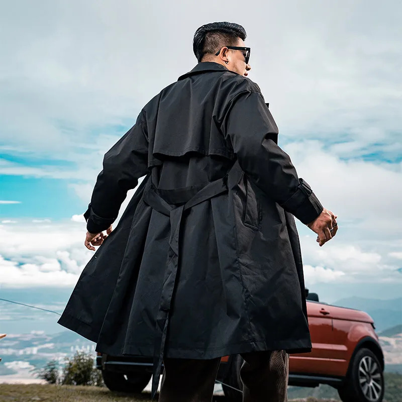 Mens Casual Trench Medium length Plus Size Loose Basic Mass Outerwear Personality Autumn And Winter American Jacket 7XL 250818