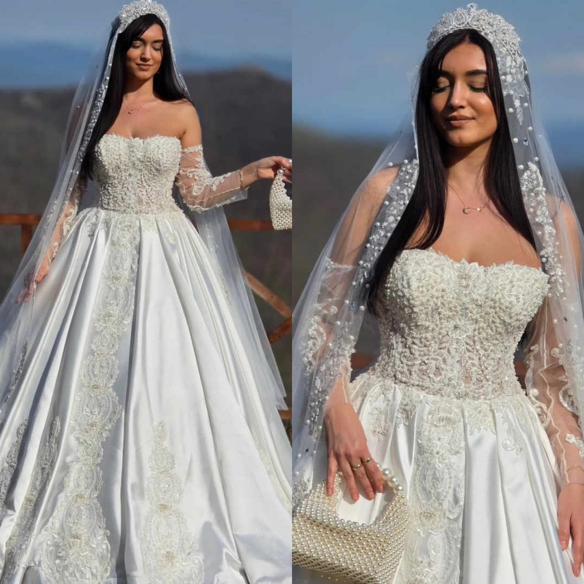 Customize Made Shiny Beaded Lace Boat Neck A-Line Wedding Dresses Off The Shoulder Sleeveless Lace Up Bride Gowns