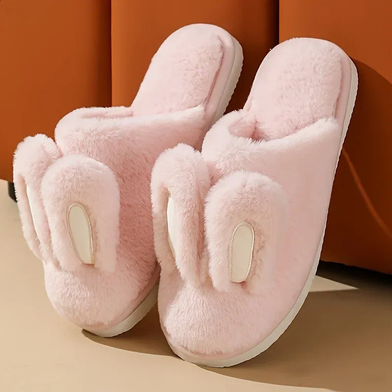 Femmes coton gantonniers hiver en peluche mignonne lapin confortable anti-glissade à la maison intérieur carton chaud pantoufles Mujer 250818