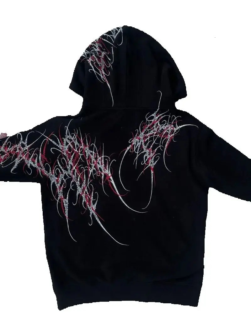 American Retro Striped Fashionable Loose Black Hoodie Men Street Hip-hop Harajuku Y2K Punk Casual Oversized Sweatshirt Women 250818
