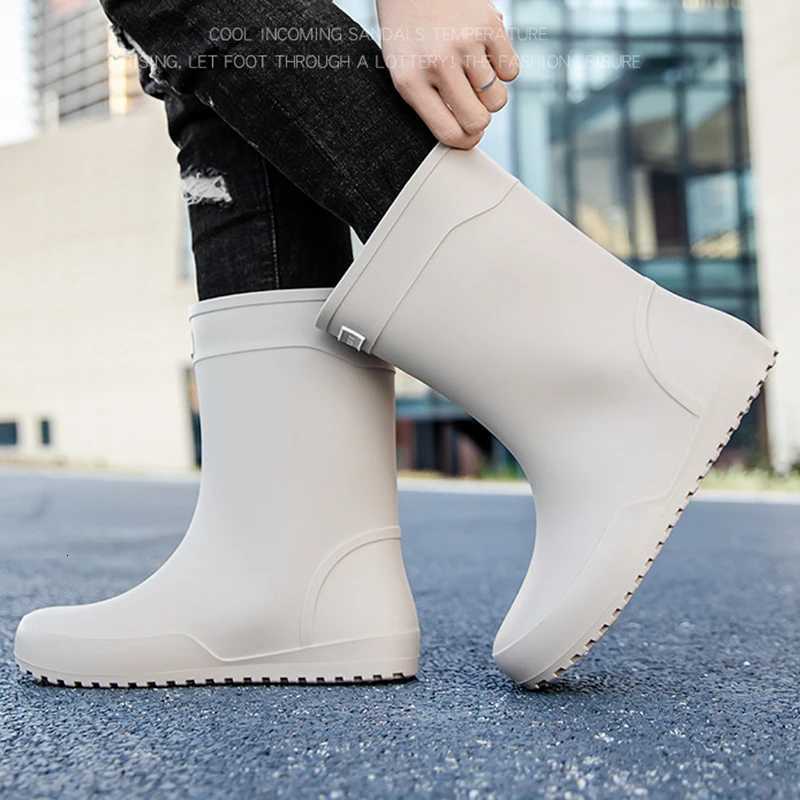 Mens Rain Boots Rubber Gumboots Mid-calf Waterproof Working Boots Comfort N-slip Fit Mens Rain Boots Rubber Gumboots XJ250818