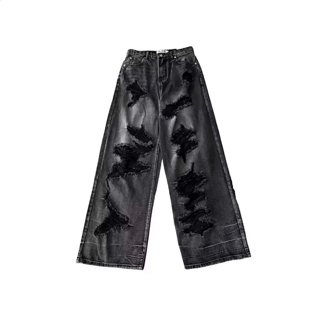 Niche Sensibility Womens Fashionable Versatile Summer Denim Bell Bottoms With Extended Length Black Hole Pants 250815