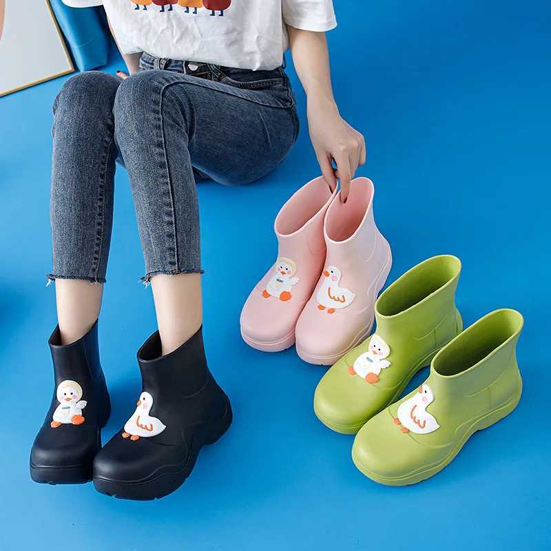 Duck Aqua Chaussures Femmes Bottes de pluie imperméables Couleur Couleur Couleur Chaussures Aauter les filles Eva Boots Water Femme Pink Mid Calf