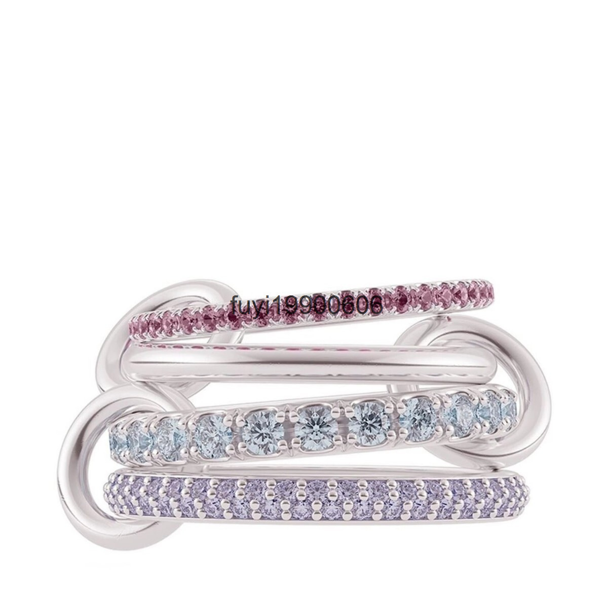 luxury jewelry designer jewelry Cross-Border Hot-Selling Light Luxury High-Grade Copper Inlaid Zircon Multi-Color Surround Ring Creative Personality