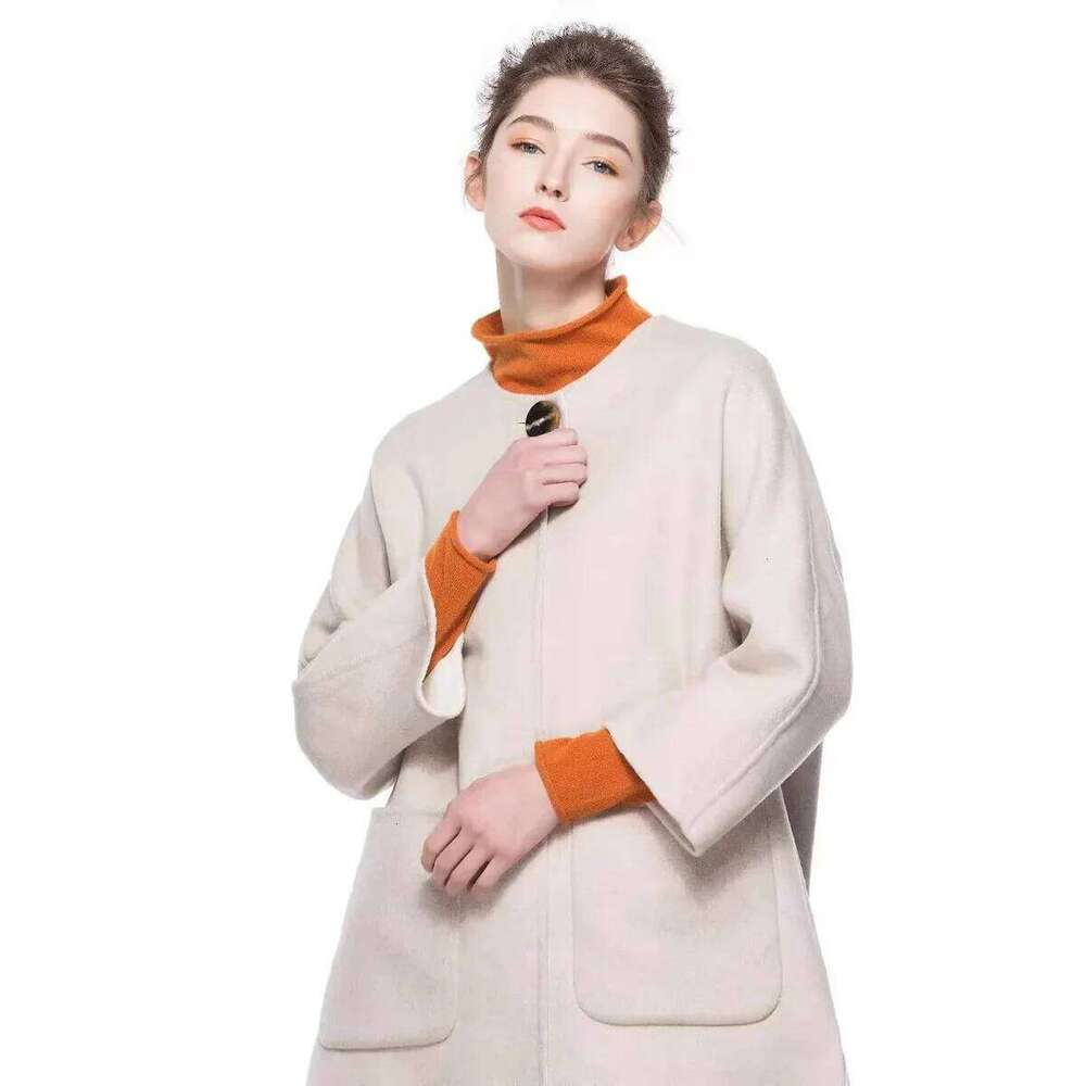 Loose Woolen Coat Women's Round Neck One Button Batwing Sleeve Nine Points Jacket Comfortable Fit Chinese Brand AE Stock