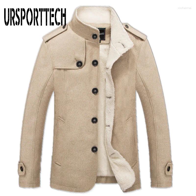 Men's Wool Brand Men Blend Coats 2025 Winter Fashion Solid Color High Quality Coat Clothing Male Thick Warm Overcoat