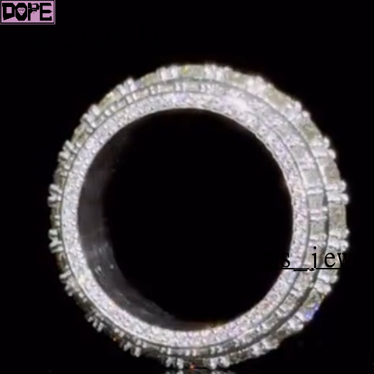 Hip Hop Jewelry Moissanite Diamond Ring Luxury 925 Sterling Silver VVS Iced Out Custom Moissanite Ring
