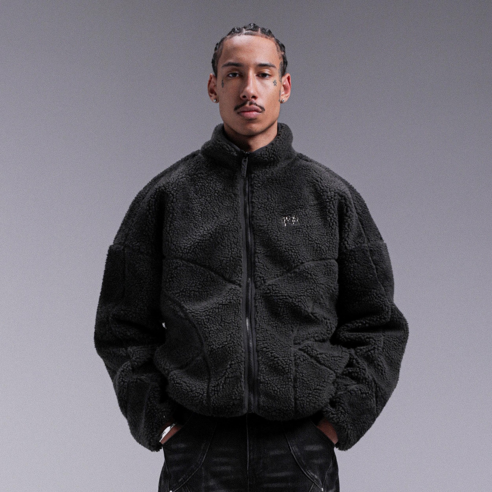 2025 New hoodie Men's Fashion Lamb Wool Thickened Zipper Jacket