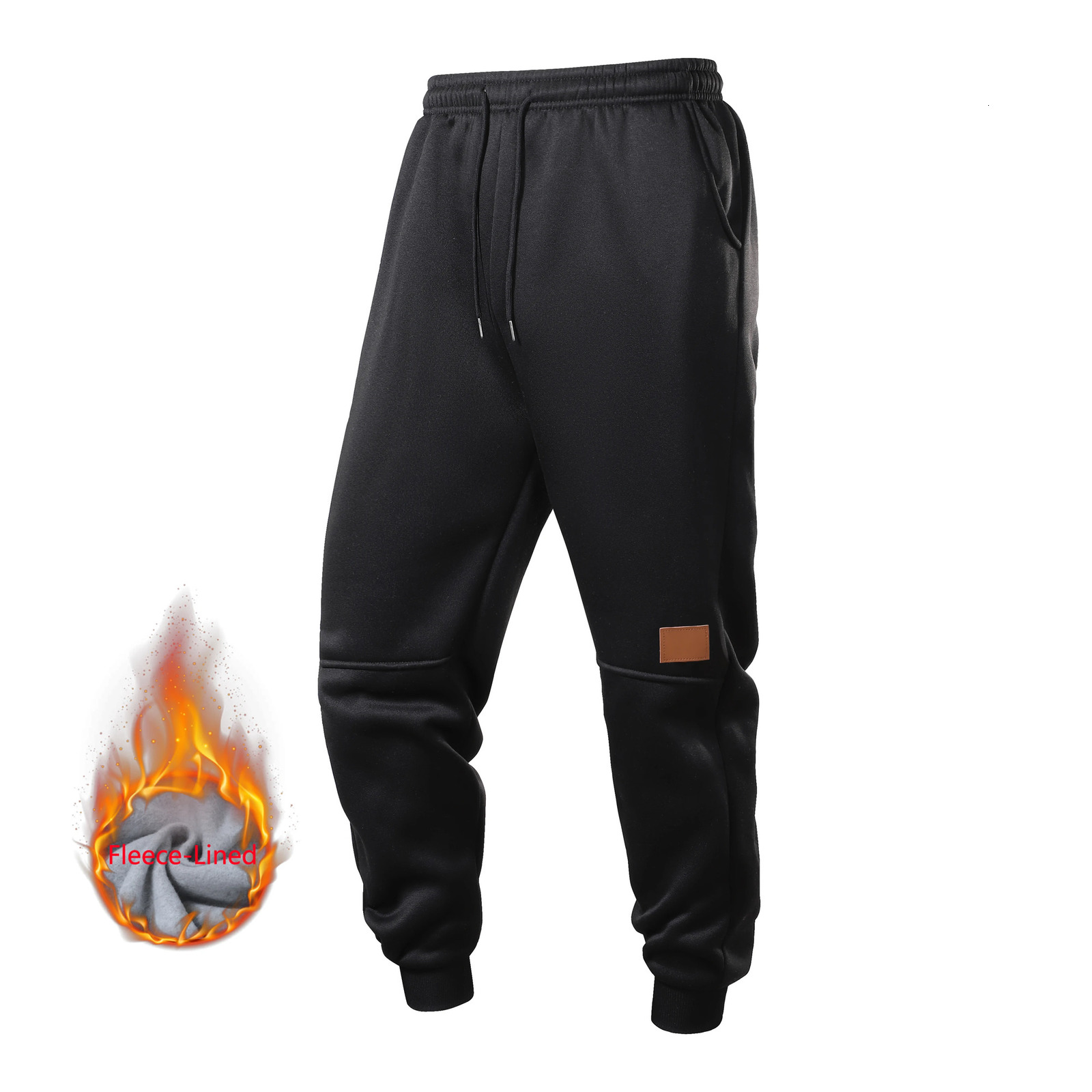 Mens Casual Drawstring Waist Belt Running Pants Fashion Sportswear Solid Color Cuffed Long Trousers Multicolor Fleece Lined Dai 250818