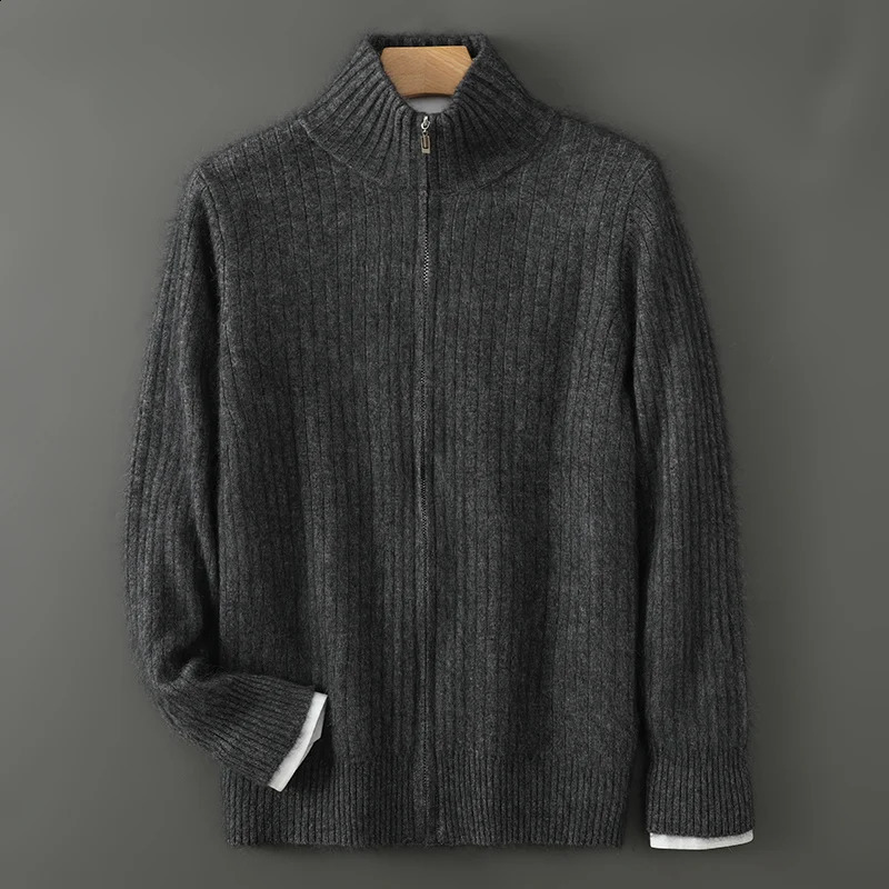 4COLORS 100% Pure Mink Cashmere Coat Men Mens Stand Collar Cardigan Automne et hiver coréen Fashion Knit Veste Pull 250801