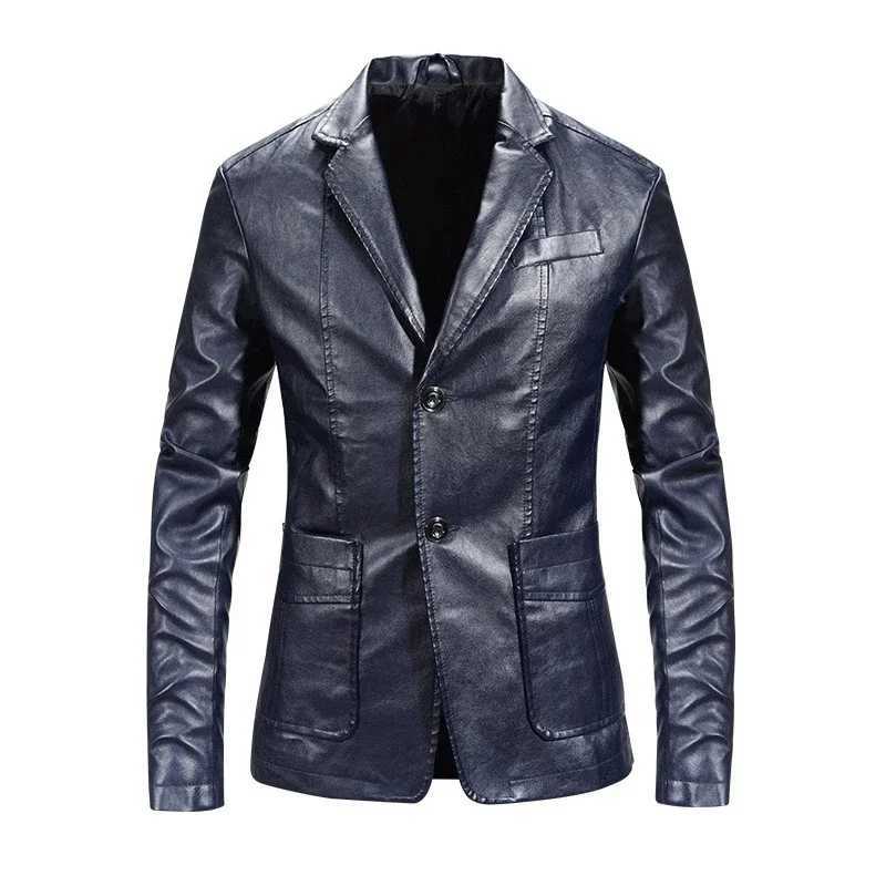 Business Casual Blazers enrober rouge bleu kaki printemps nouveau noire veste de costume pu pour hommes mens veste en cuir mince pour hommes xj25