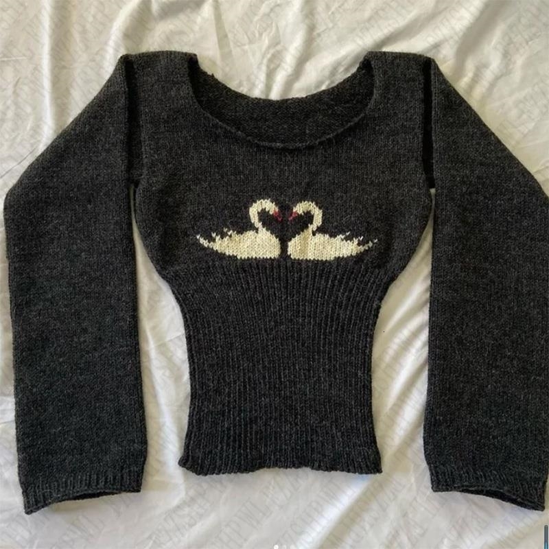 Y2k Women Harajuku Aesthetic 2000s Fashion Knit Sweater Goth Hip Hop Punk Graphic Pullover Streetwear EMO Long Sleeve Retro 250808