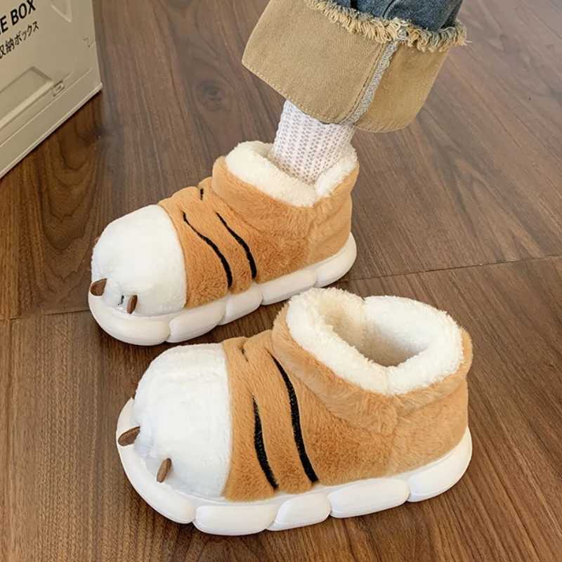 Ute Cartoon Slippées moelleuses pour hommes Chaussures chaudes d'hiver à l'intérieur Il style sol en peluche douce P couples coton slipper y25081
