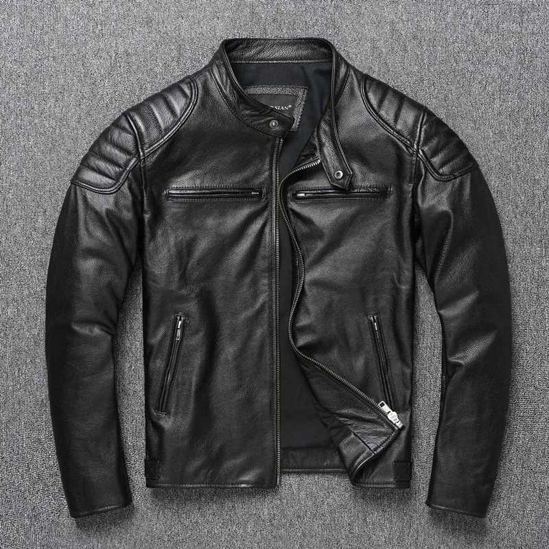 2025 New Leather Jacket Top Layer 100% Cowhide Leather Clothes Mens Stand Collar Motorcycle Clothes Autumn Winter Plus Size XJ250818