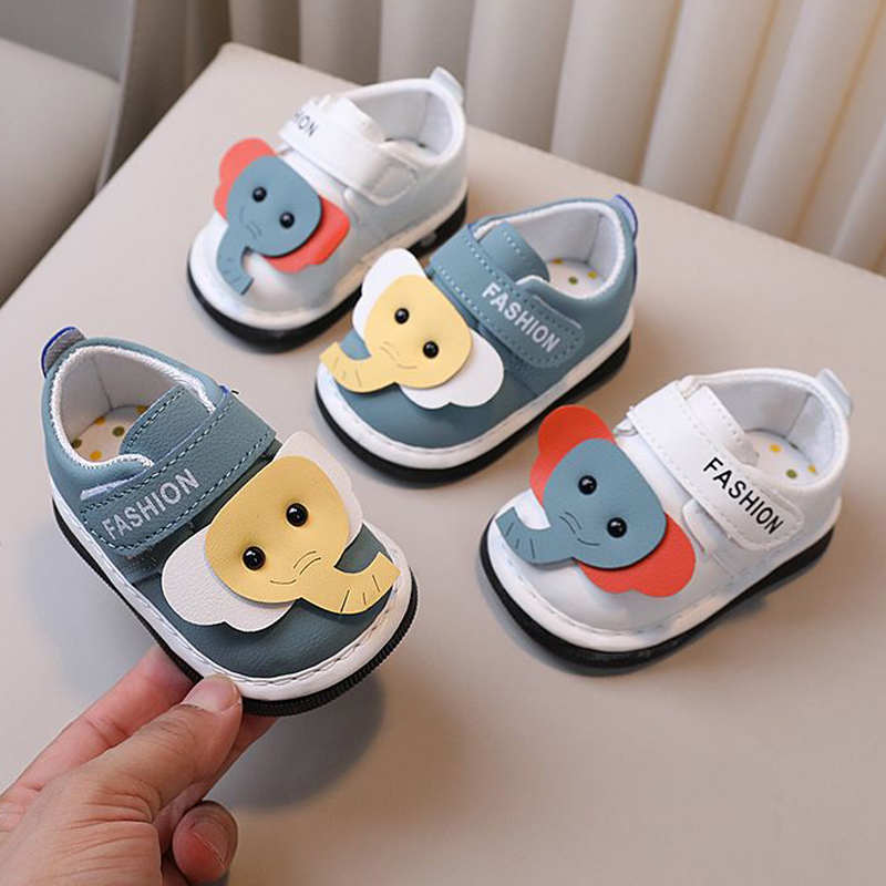 Newborn Baby Squeaky Girls Boys Shoes Soft Non-slip Infant Kidszworld Toddler Leather First Walkers Autumn Spring Kids Cartoon Sneakers Sizes 16