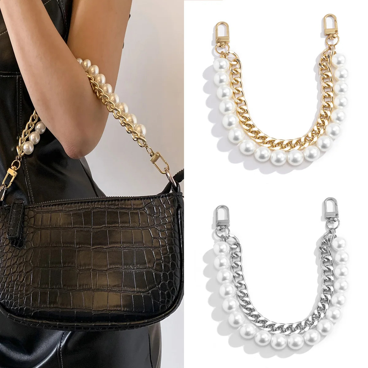 Sangle de chaîne de perles de 24 cm pour sac à main accessoires de mode sacs à main gère les chaînes de métal de perle 250815