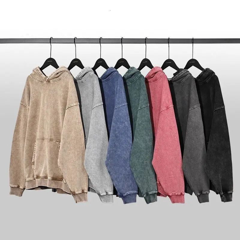 American Retro Heavyweight Sweatshirt for Men and Women Spring Autumn Washed Vintage Oversize Loose Large Size Hooded Jacket 250818
