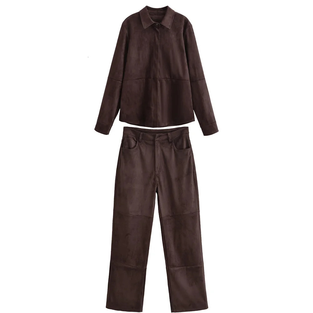 Summer Fashionable and Casual European American Style Double sided Velvet Leather Shirt Pants 250818
