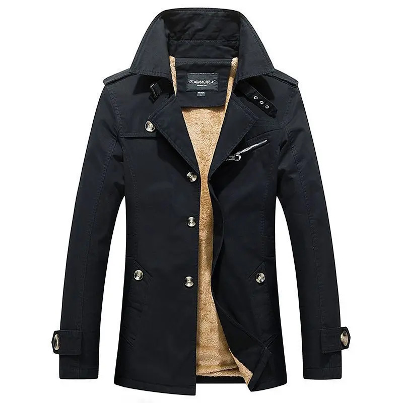 Coat Thick warm Jackets mens Windbreaker Mens Clothing fleece Men Long Trench Coats Casual Outerwear Classic 250818