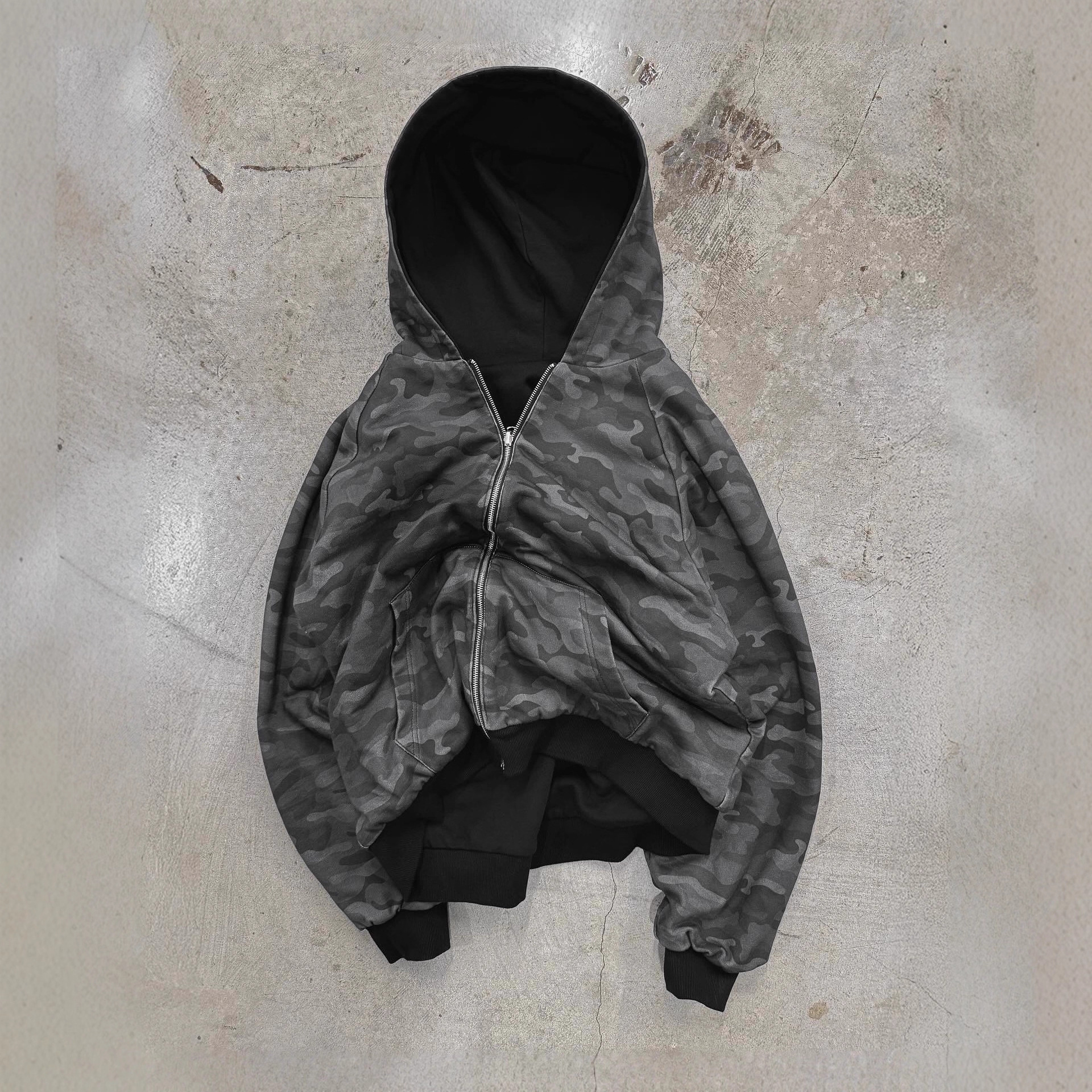Nouveau camouflage patchwork doublé de style couple réversible de style sweat sweat à capuche de mode à capuche